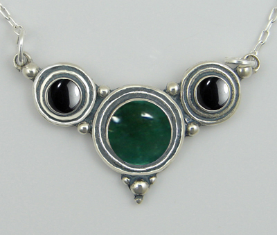 Sterling Silver Necklace Fluorite And Hematite